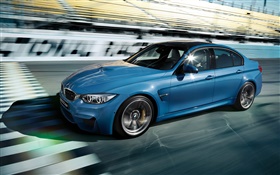2015 BMW M3 Sedan F80 coche azul HD fondos de pantalla