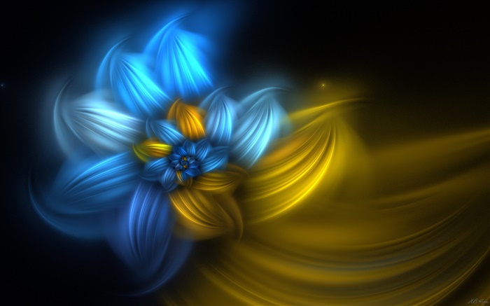 flores de diseño abstracto, azul con amarillo Fondos de pantalla, imagen