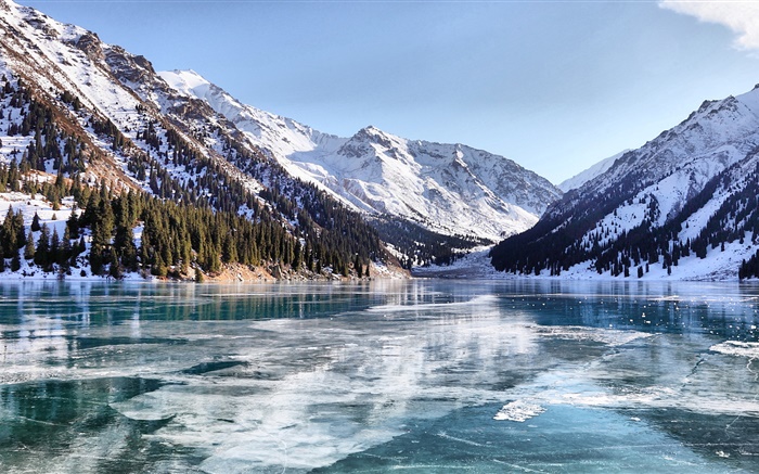 Almaty, Kazajstán, invierno, lago Fondos de pantalla, imagen