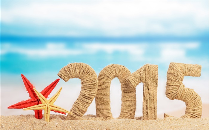 Playa con estrellas de mar, Año Nuevo 2015 Fondos de pantalla, imagen