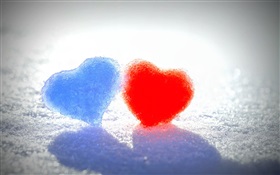 Azul y corazones rojos del amor en la nieve HD fondos de pantalla