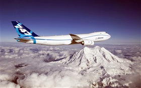 Boeing 747 aviones, montaña, nubes HD fondos de pantalla