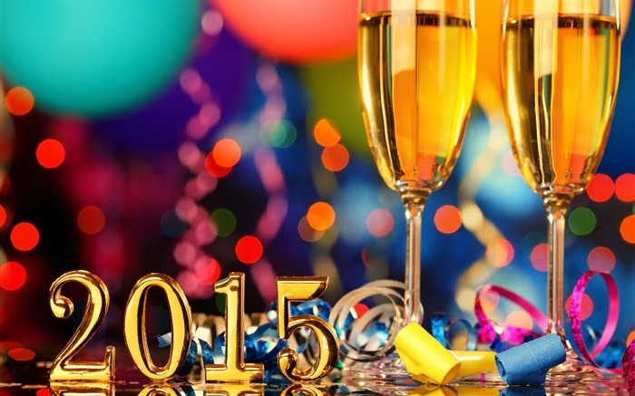 Celebre el Año Nuevo de 2015, copas de champán Fondos de pantalla, imagen