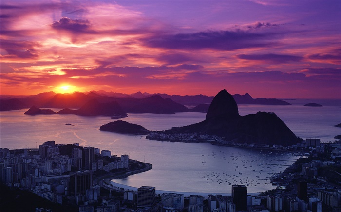 Ciudad de la puesta del sol, costa, Río de Janeiro, Brasil Fondos de pantalla, imagen