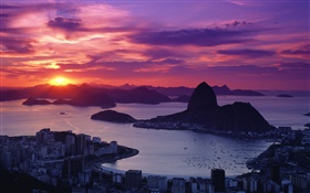 Ciudad de la puesta del sol, costa, Río de Janeiro, Brasil HD fondos de pantalla