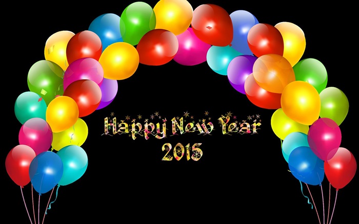 Globos de colores, Feliz Año Nuevo 2015 Fondos de pantalla, imagen