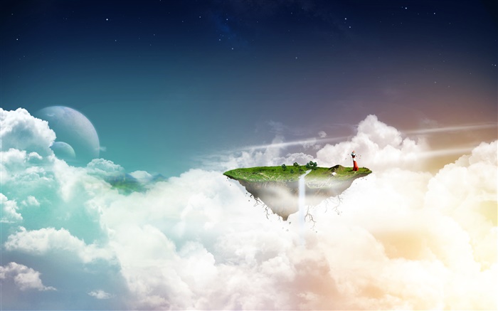 Imágenes de Creative, isla flotante aérea, las nubes Fondos de pantalla, imagen