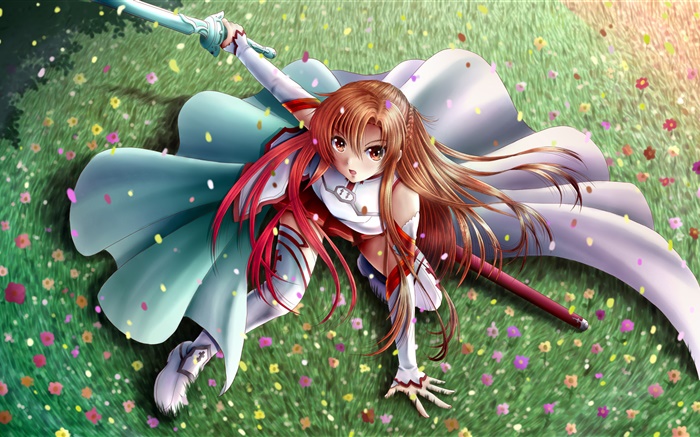 Danza chica anime, espada, jardín Fondos de pantalla, imagen