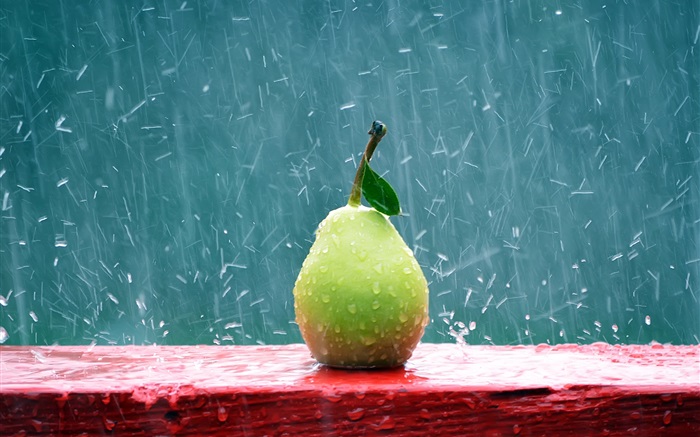 Fruto de primer plano, pera bajo la lluvia Fondos de pantalla, imagen