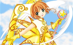Vestido de oro chica anime HD fondos de pantalla
