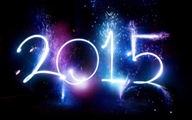 Feliz Año Nuevo 2015, fuegos artificiales, fondo negro HD fondos de pantalla