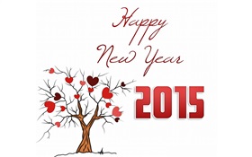 Feliz Año Nuevo 2015, los corazones del amor del árbol HD fondos de pantalla