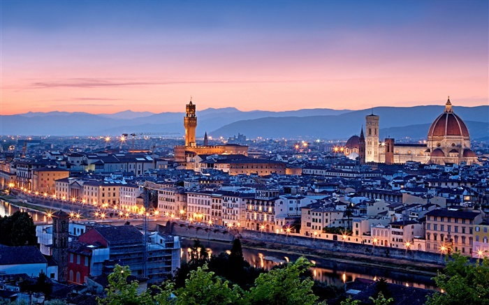 Italia hermosa ciudad paisaje nocturno Fondos de pantalla, imagen