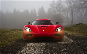 Koenigsegg vista frontal supercar rojo