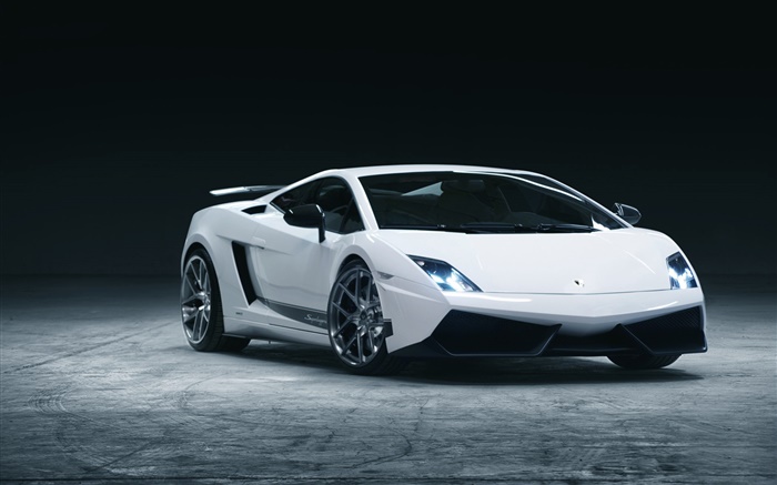 Lamborghini blanco Vista frontal superdeportivo Fondos de pantalla, imagen