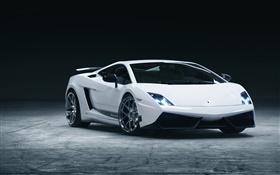 Lamborghini blanco Vista frontal superdeportivo HD fondos de pantalla