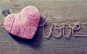 El amor y la lana de color rosa en forma de corazón HD fondos de pantalla