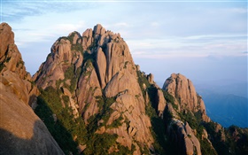 rocas montañas, cielo azul, China