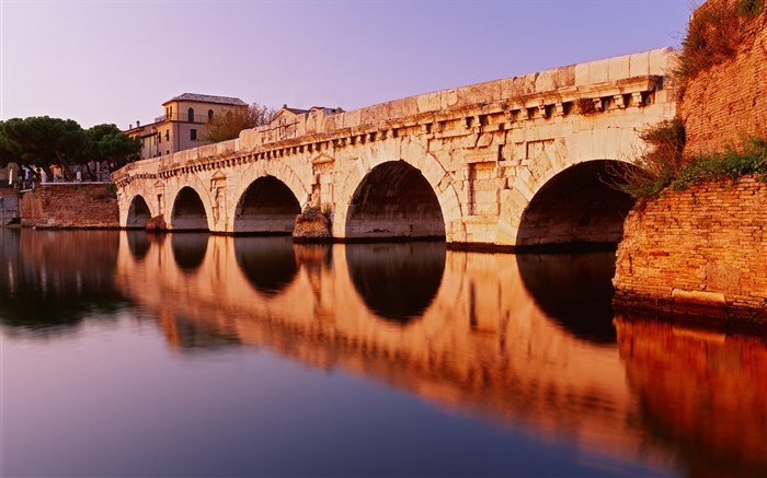 Arco de piedra del puente, reflexión, río Fondos de pantalla, imagen