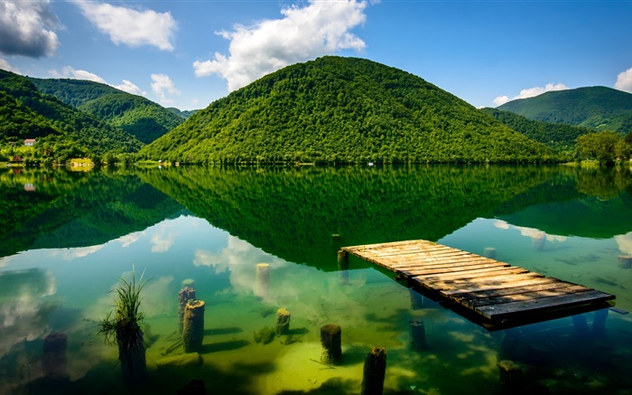 Verano, verde, lago, montañas Fondos de pantalla, imagen