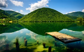 Verano, verde, lago, montañas HD fondos de pantalla