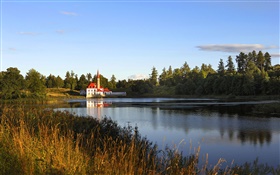 Verano, lago, casa, Novgorod