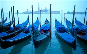 Veneciano, barcos, día nublado HD fondos de pantalla