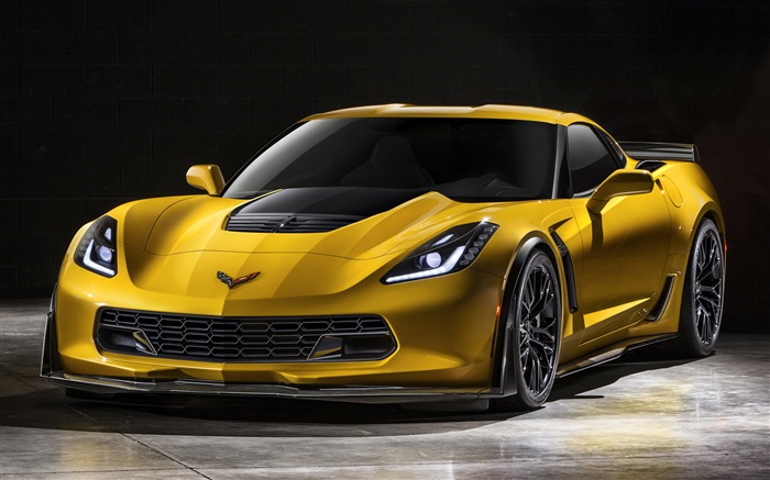 Color amarillo 2015 Chevrolet Corvette Z06 superdeportivo Fondos de pantalla, imagen