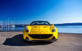 2015 Ferrari vista frontal superdeportivo amarilla HD fondos de pantalla