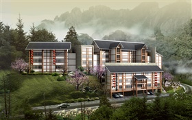 Diseño 3D, hotel de montaña