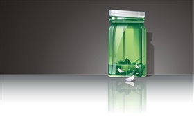Botella de vidrio verde 3D HD fondos de pantalla
