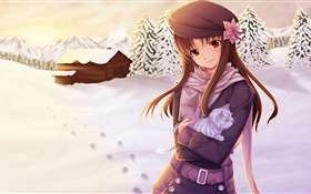 Muchacha del Anime en el invierno HD fondos de pantalla