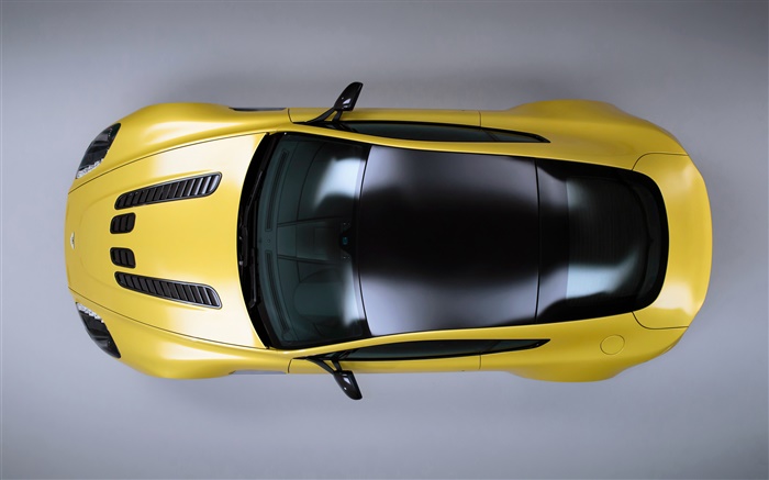 Vista superior superdeportivo amarilla Aston Martin V12 Vantage S Fondos de pantalla, imagen