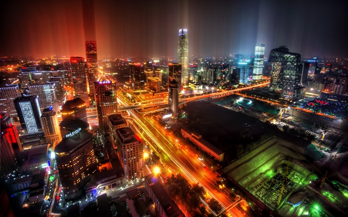 Beijing, China, ciudad, noche, luces, rascacielos Fondos de pantalla, imagen