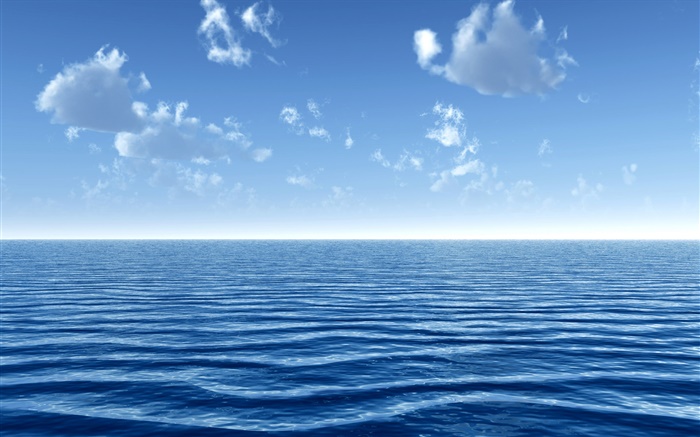Mar azul, nubes, cielo Fondos de pantalla, imagen