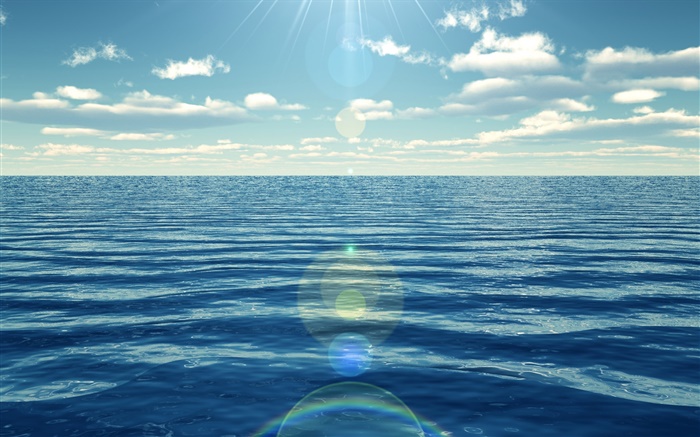 Mar azul, los rayos del sol Fondos de pantalla, imagen
