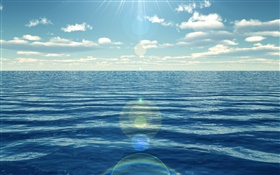 Mar azul, los rayos del sol HD fondos de pantalla