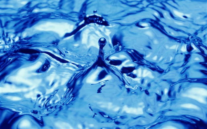 El agua azul primer plano, gotas, salpicaduras Fondos de pantalla, imagen