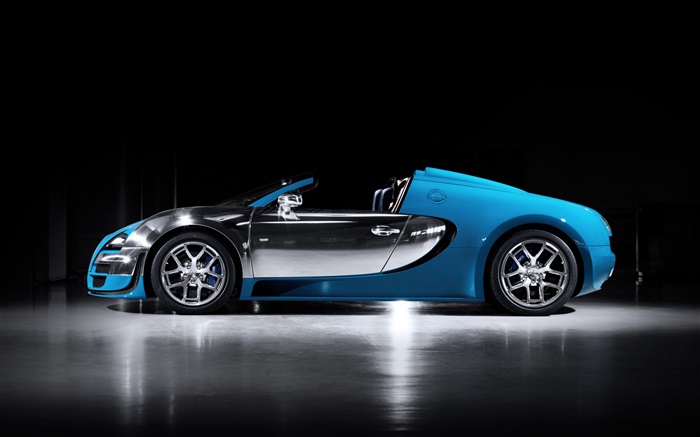Bugatti Veyron 16.4 azul supercar vista lateral Fondos de pantalla, imagen