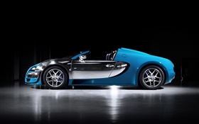 Bugatti Veyron 16.4 azul supercar vista lateral HD fondos de pantalla