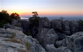 Cherokee Roca Village, árboles, puesta del sol, Alabama, EE.UU. HD fondos de pantalla