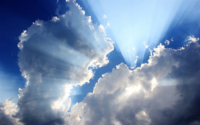 Nubes, cielo, azul, los rayos del sol Fondos de pantalla, imagen