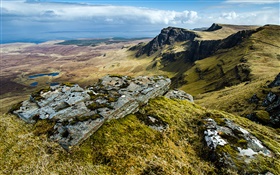 Costa, nubes, isla de Skye, Escocia, Reino Unido HD fondos de pantalla