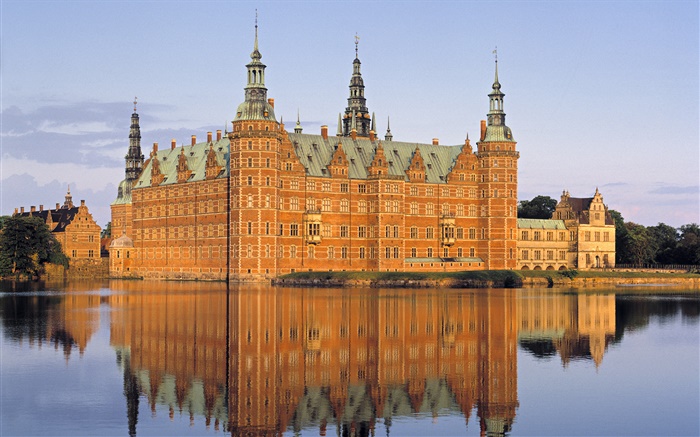 Dinamarca, castillo, el lago Fondos de pantalla, imagen
