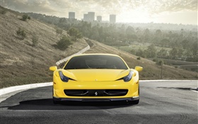 Ferrari 458 Italia vista frontal superdeportivo amarilla HD fondos de pantalla