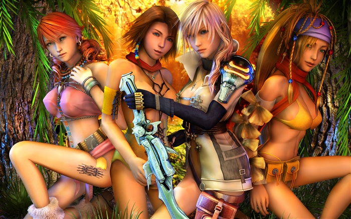 Final Fantasy XIII, cuatro niñas Fondos de pantalla, imagen