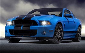 Ford Mustang Shelby GT500 vista frontal azul superdeportivo