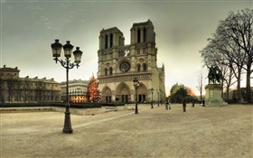 Francia, Notre Dame, la calle, la gente, la oscuridad HD fondos de pantalla