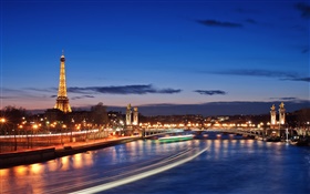 , París, ciudad de la noche, las luces, el paisaje hermoso francés