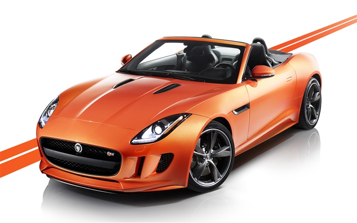 F-tipo de Jaguar coche naranja Fondos de pantalla, imagen